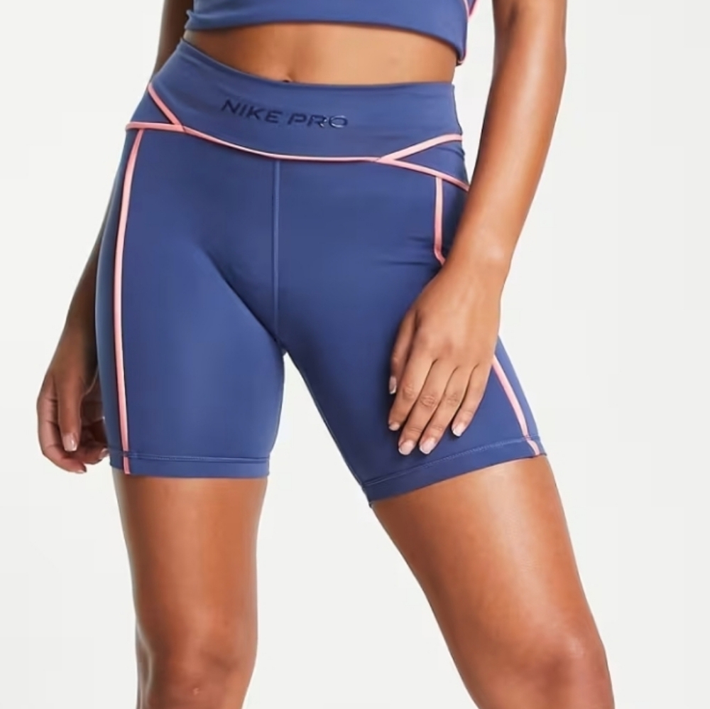 Nike Pro Athletic Shorts in Blue and Pink